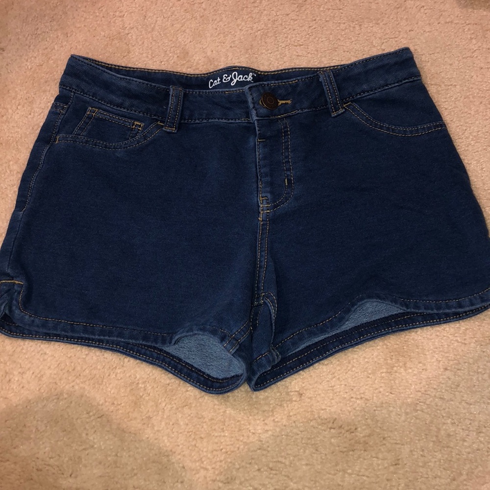 blue jegging shorts